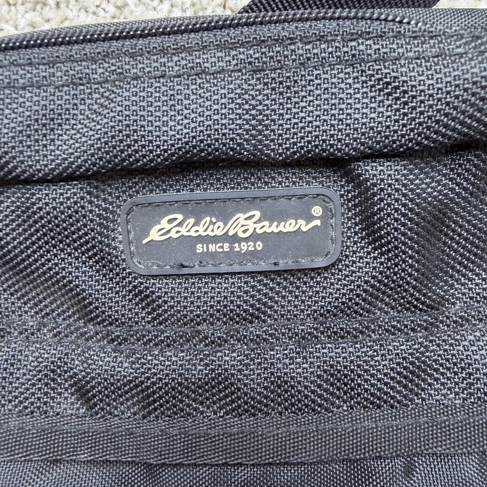 Eddie Bauer Belt Bag Mens Medium Black Nylon Fanny Pack Bottle Pocket Travel - Picture 2 of 7